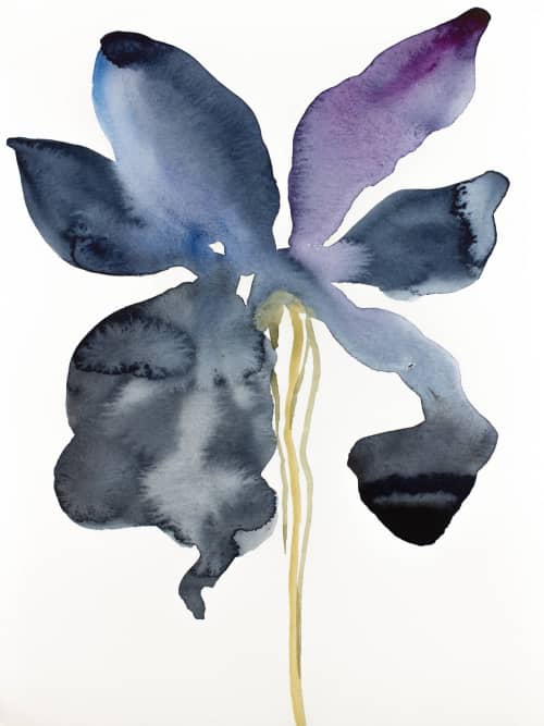 Iris No. 138 : Original Watercolor Paintng | Watercolor Painting in Paintings by Elizabeth Beckerlily bouquet. Item composed of paper compatible with minimalism and contemporary style