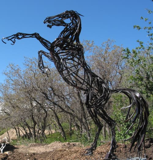Basalt Stallion | Public Sculptures by Wendy Klemperer Art Inc. Item composed of steel