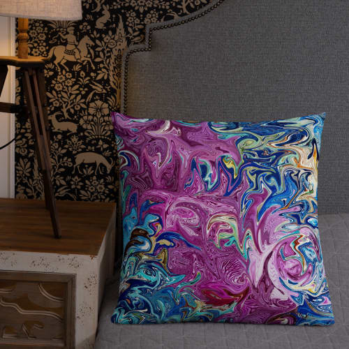 Melting orchids | Cushion in Pillows by KALEIDO MARBLING ART