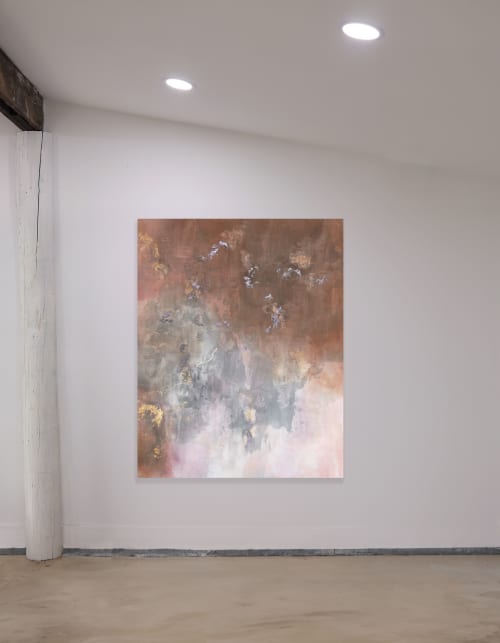 How We Doin' 48"x60" mixed media painting on canvas | Mixed Media by Christine Olmstead. Item made of canvas compatible with mid century modern and contemporary style