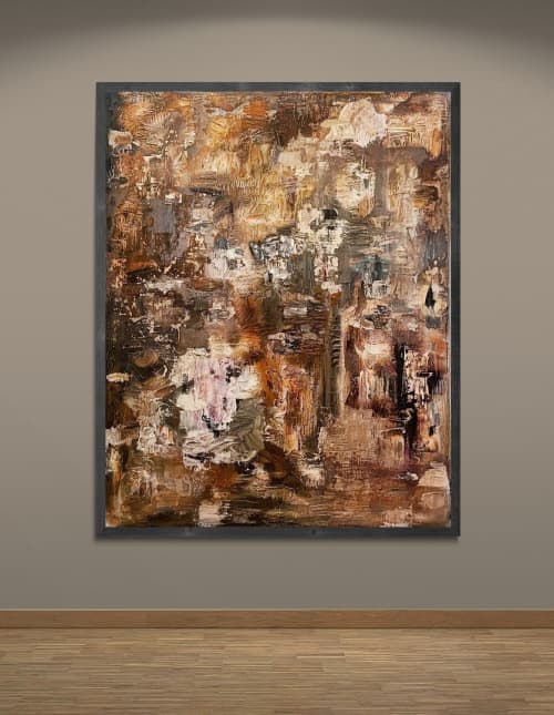 "zion" (sold) | Oil And Acrylic Painting in Paintings by VISCERAL HOME STUDIO. Item made of canvas & concrete compatible with mid century modern and contemporary style