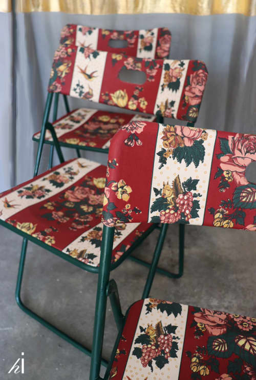 Country Heirloom | Folding Chair in Chairs by Habitat Improver - Furniture Restyle and Applied Arts. Item made of fabric with metal works with boho & country & farmhouse style