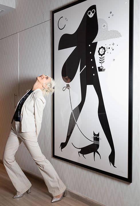 Catwalker — Hotel Lobby Installation | Prints by Kirsten Ulve | INNSiDE by Meliá New York NOMAD in New York. Item made of canvas with paper works with minimalism & contemporary style
