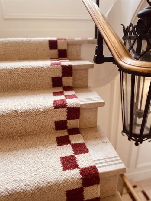 Handwoven Woolen Runner Rug | Rugs by Evergreen Carpets. Item composed of wool in boho or minimalism style