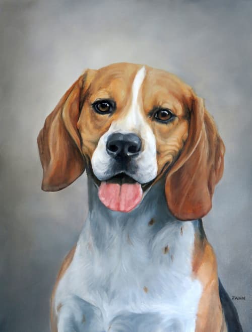 Dog Portrait Beagle Oil on Canvas