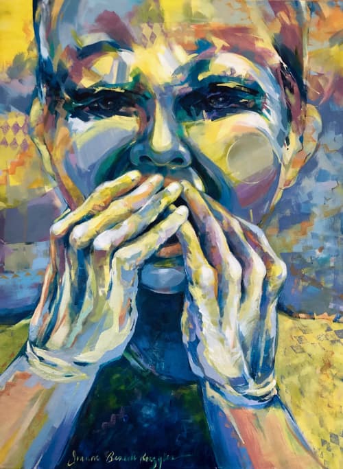 Coverup | Oil And Acrylic Painting in Paintings by Joanne Beaule Ruggles. Item composed of wood & canvas compatible with mid century modern and contemporary style