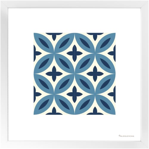 Framed Poster - Art Print 4x4 Folha Oliveira - Azul | Prints by Alzuleycha. Item made of paper compatible with mediterranean style