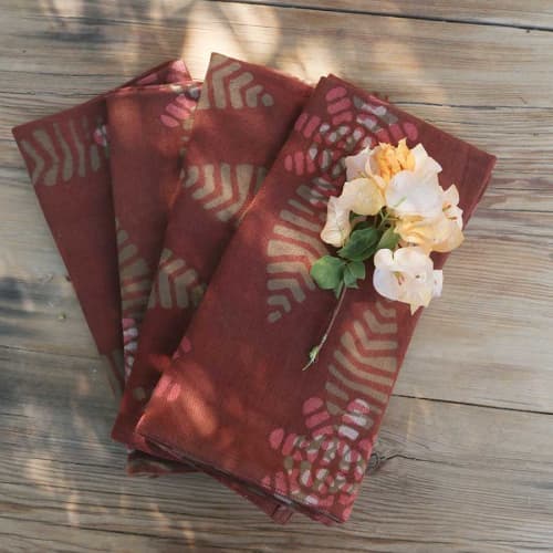 Organic Cotton Napkins | Flower - Set of 4 | Linens & Bedding by ichcha. Item made of cotton works with boho & modern style