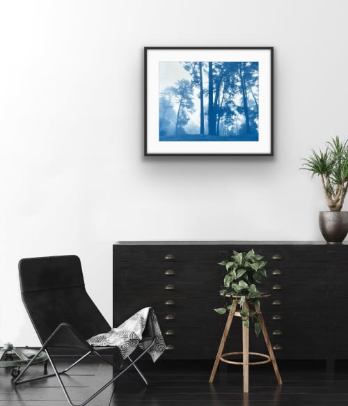 Morning Valley Light: 24x18" unframed hand-printed cyanotype | Photography by Christine So. Item made of cotton with paper works with boho & country & farmhouse style