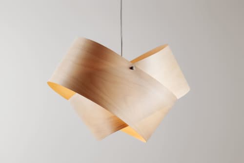 Blume Stativ Lighting - Wood Veneer Lamp | Pendants by Traum - Wood Lighting. Item composed of wood in minimalism or contemporary style