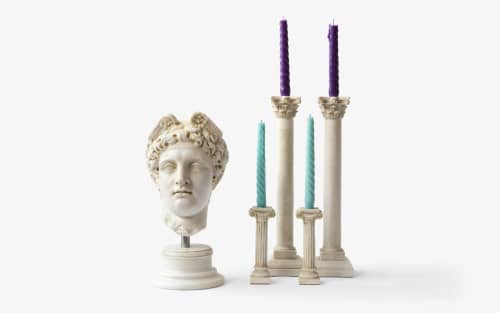Ionic Column Candleholder Made with Compressed Marble Powder | Candle Holder in Decorative Objects by LAGU. Item made of marble
