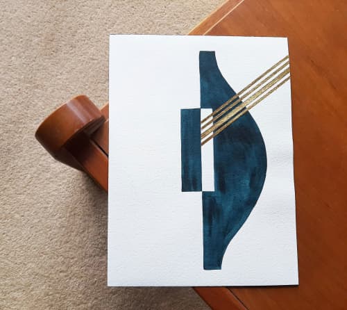 Prussian Blue - Fig. F | Oil And Acrylic Painting in Paintings by Chrysa Koukoura. Item composed of paper and synthetic