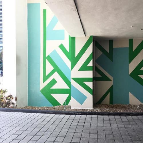 Electric Palm | Street Murals by Michelle Weinberg | Bay Parc Apartments in Miami. Item composed of synthetic