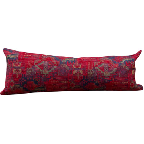 Authentic Turkish Kilim Lumbar Pillow Cover 14x36 Inches | Pillows by SewLaCo. Item made of cotton compatible with boho style