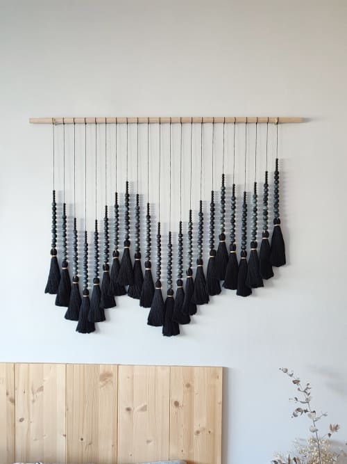 Black Velvet Weave | Macrame Wall Hanging in Wall Hangings by Pepita Topos Studio. Item composed of wood & cotton compatible with boho and coastal style