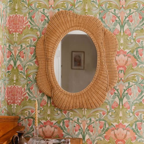 Blossom rattan Oval Mirror | Decorative Objects by Hastshilp. Item compatible with boho and mid century modern style