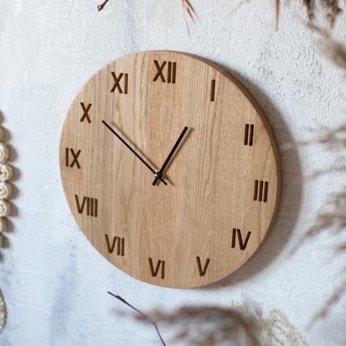 Oak Wood Wall Clock MARKUSS | Decorative Objects by DABA. Item composed of oak wood in minimalism or contemporary style