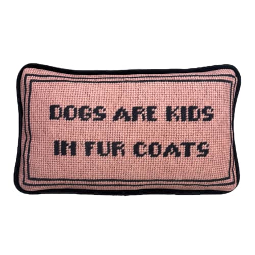 velvet DOGS ARE KIDS IN FUR COATS custom made toss pillow | Pillows by Mommani Threads. Item made of fabric works with transitional style