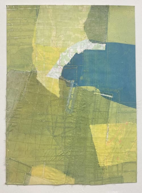 Freeman Hill | Collage in Paintings by Susan Smereka. Item composed of cotton & paper compatible with contemporary and modern style