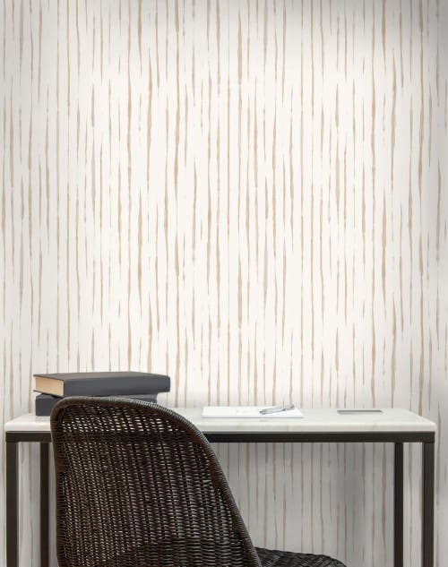 Inky Stripe Wallpaper in Light Camel | Wall Treatments by Eso Studio Wallpaper & Textiles. Item made of paper compatible with boho and minimalism style