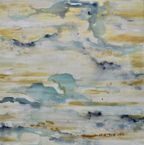 Satin Sea | Oil And Acrylic Painting in Paintings by Jennifer Hayes | Spa and Salon at Four Seasons Hotel St. Louis in St. Louis. Item composed of canvas