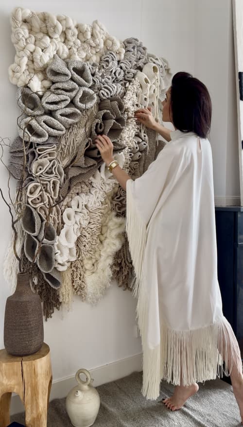 Bespoke Textile Wall Sculpture — SALT QUIET (Minimal Form) | Tapestry in Wall Hangings by Anna Baranova Art. Item composed of cotton and fiber in minimalism or contemporary style