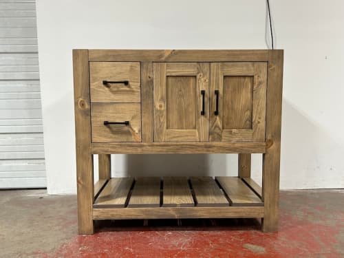 Model 1060 - Custom Single Sink Vanity | Countertop in Furniture by Limitless Woodworking. Item composed of maple wood compatible with mid century modern and contemporary style