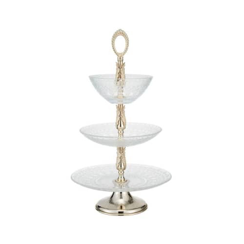 Alice three floors brass and glass backsplash | Serving Stand in Serveware by Bronzetto. Item made of brass with glass