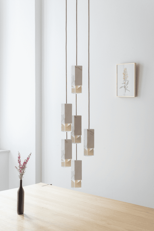 Lamp/One Marble 6-Light Chandelier | Chandeliers by Formaminima. Item made of brass with marble