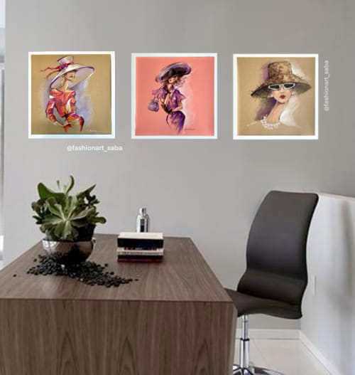 "Summer Look" Original Fashion illustration on color paper | Drawings by Marina Saba Fine Art