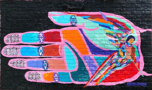 Divine Hand | Street Murals by C. FInley | Brooklyn Charm in Brooklyn. Item composed of synthetic