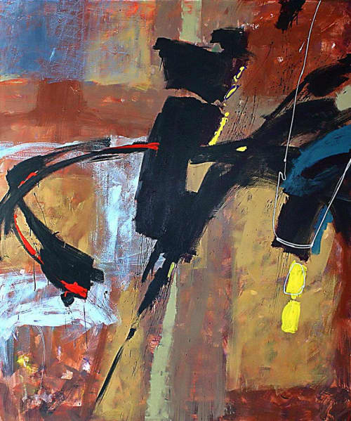 SoHo Triptych #2 | Oil And Acrylic Painting in Paintings by Margaret Kisza | The SoHo Hotel & Residences in Toronto. Item made of canvas