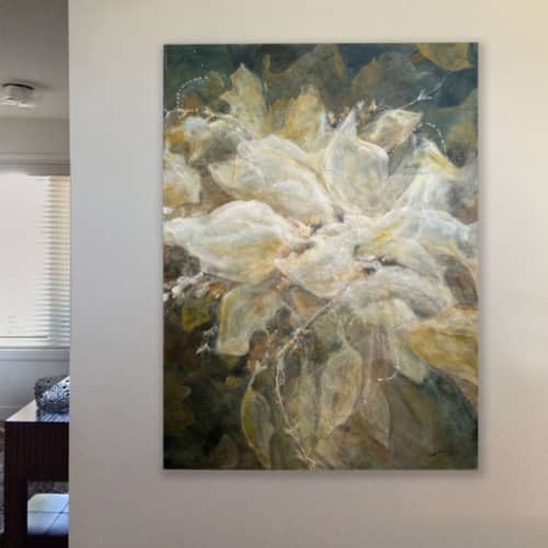 Large, Expressive, Abstracted Floral Art in neutral colors | Oil And Acrylic Painting in Paintings by Lynette Melnyk