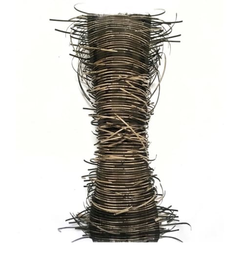 Woven Rattan Cane sculpture | Sculptures by Charlotte Blake. Item made of wood with cotton works with contemporary style