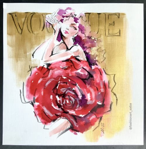 "Vogue" Cover" Original Fashion Illustration on paper | Drawings by Marina Saba Fine Art