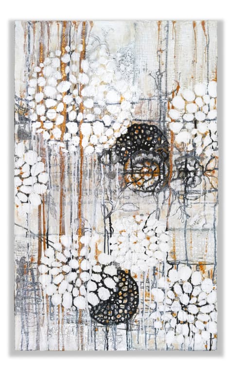 Cuttings Number 4 | Paintings by Kari Souders. Item made of walnut with canvas works with boho & contemporary style