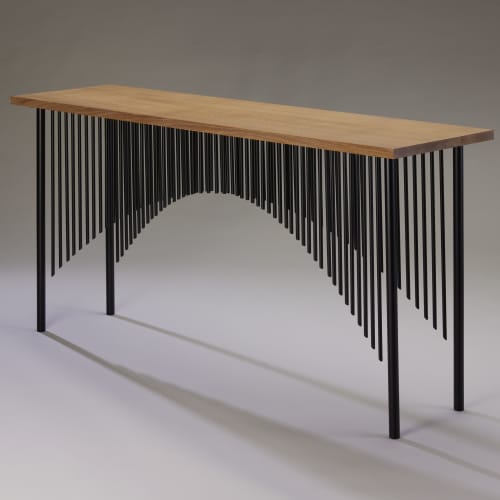 Parabolic Curves | Console Table in Tables by Carol Jackson Furniture. Item composed of oak wood and aluminum in minimalism or contemporary style