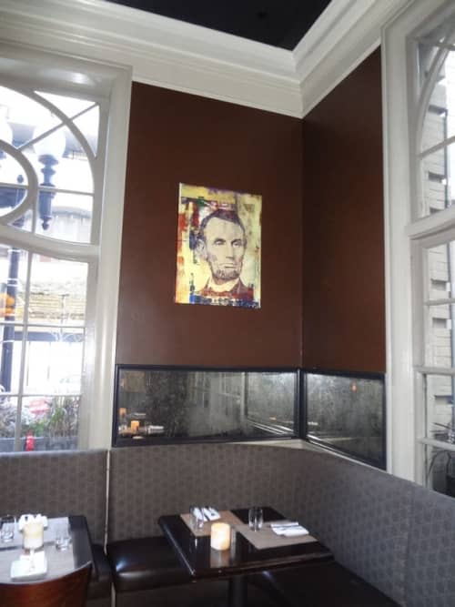 Abe Lincoln 5 Dollars Painting | Oil And Acrylic Painting in Paintings by Houben R. T. | The Lenox Hotel in Boston. Item made of canvas with synthetic