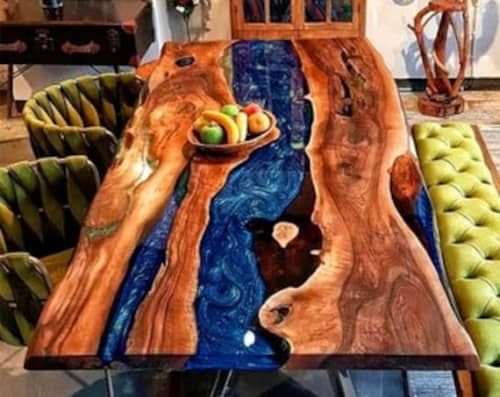 Epoxy Dining Table, Epoxy Resin Table, Epoxy Wood Table | Tables by Innovative Home Decors. Item made of wood works with country & farmhouse & art deco style