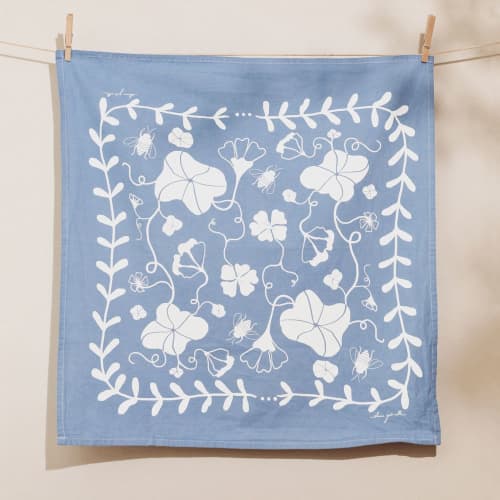 Nasturtium Tea Towel | Linens & Bedding by Elana Gabrielle. Item composed of cotton