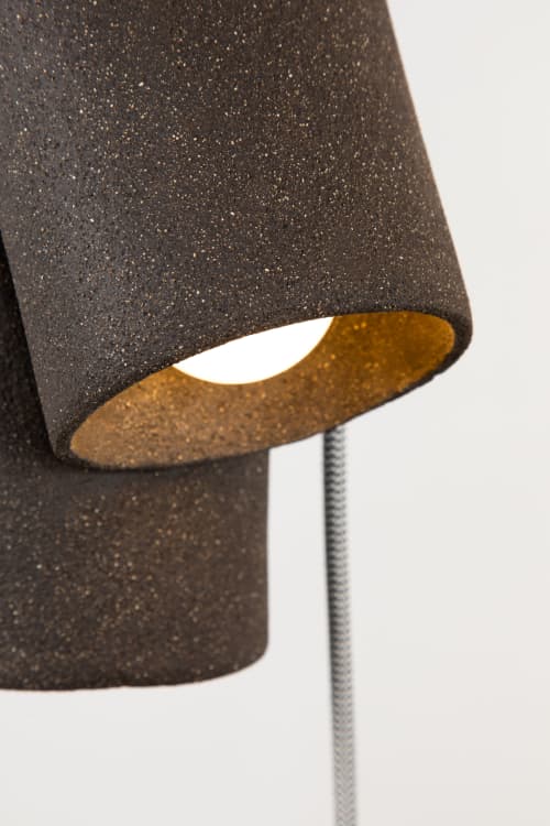Melo Lamp - Black Ceramic Pendant Lamp For Mood Lighting | Table Lamp in Lamps by Catalin Filip. Item made of ceramic works with boho & eclectic & maximalism style