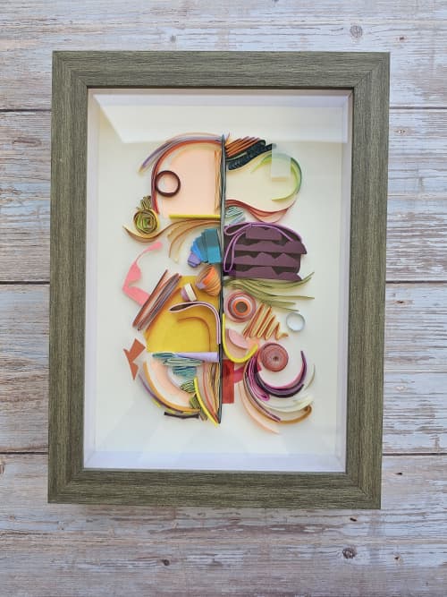 Mix media abstract, textured art, vibrant colours | Mixed Media by Glimpsecraft. Item composed of paper compatible with art deco and modern style