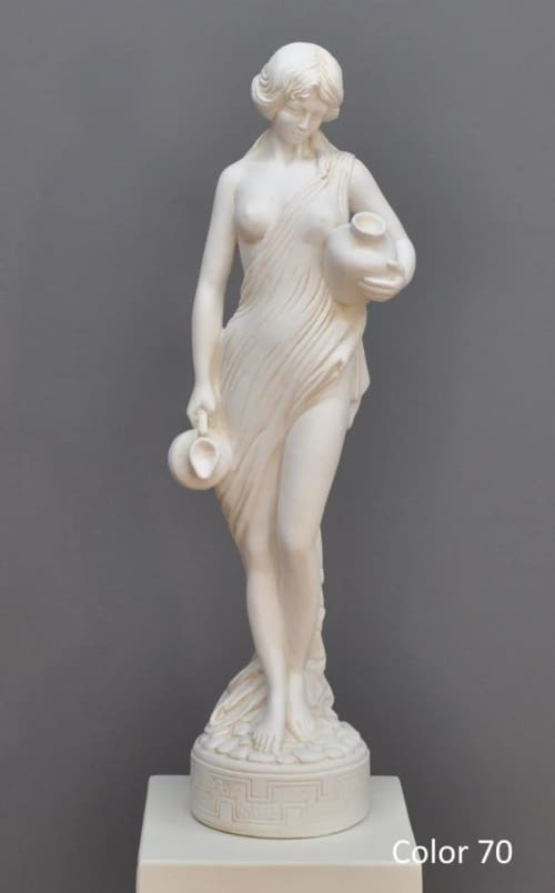 Statue Amphore Girl wonderful hand made in Europe all art | Furniture by ultimate European. Item compatible with mid century modern and country & farmhouse style