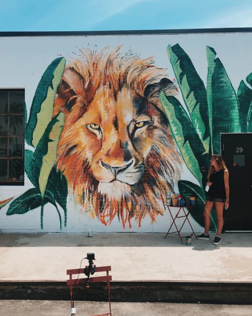 Lion Mural | Street Murals by Charly Malpass ArtCharly | Aeronaut Brewing Company in Somerville. Item composed of synthetic