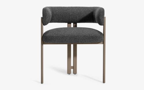 Sui Dining Chair With Static Painted Metal Leg | Chairs by LAGU. Item composed of fabric and metal in minimalism or modern style