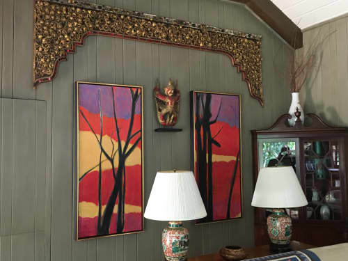 The trees at Dawn | Oil And Acrylic Painting in Paintings by Owen Brown. Item made of synthetic