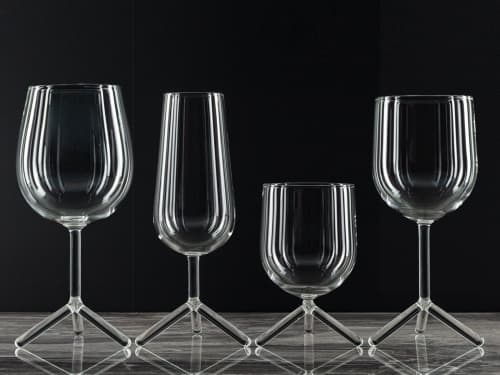 Mix set 4 different tripod glasses | Drinkware by Maarten Baptist. Item made of glass works with contemporary & modern style