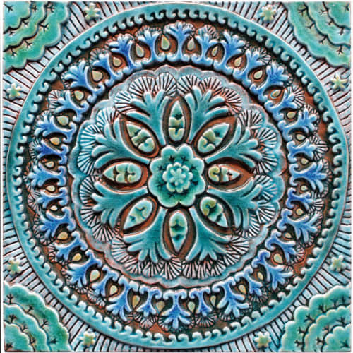 6 Turquoise tiles outdoor wall art | Tiles by GVEGA. Item composed of ceramic compatible with boho style
