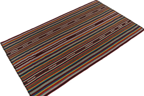 1950s Vintage chaput Kilim style in Multicolor striations | Area Rug in Rugs by Rug and Kilim