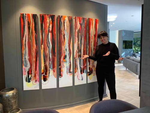 Lara Scolari Debbies Fire Commision artwork for curved wall | Oil And Acrylic Painting in Paintings by Lara Scolari. Item composed of synthetic